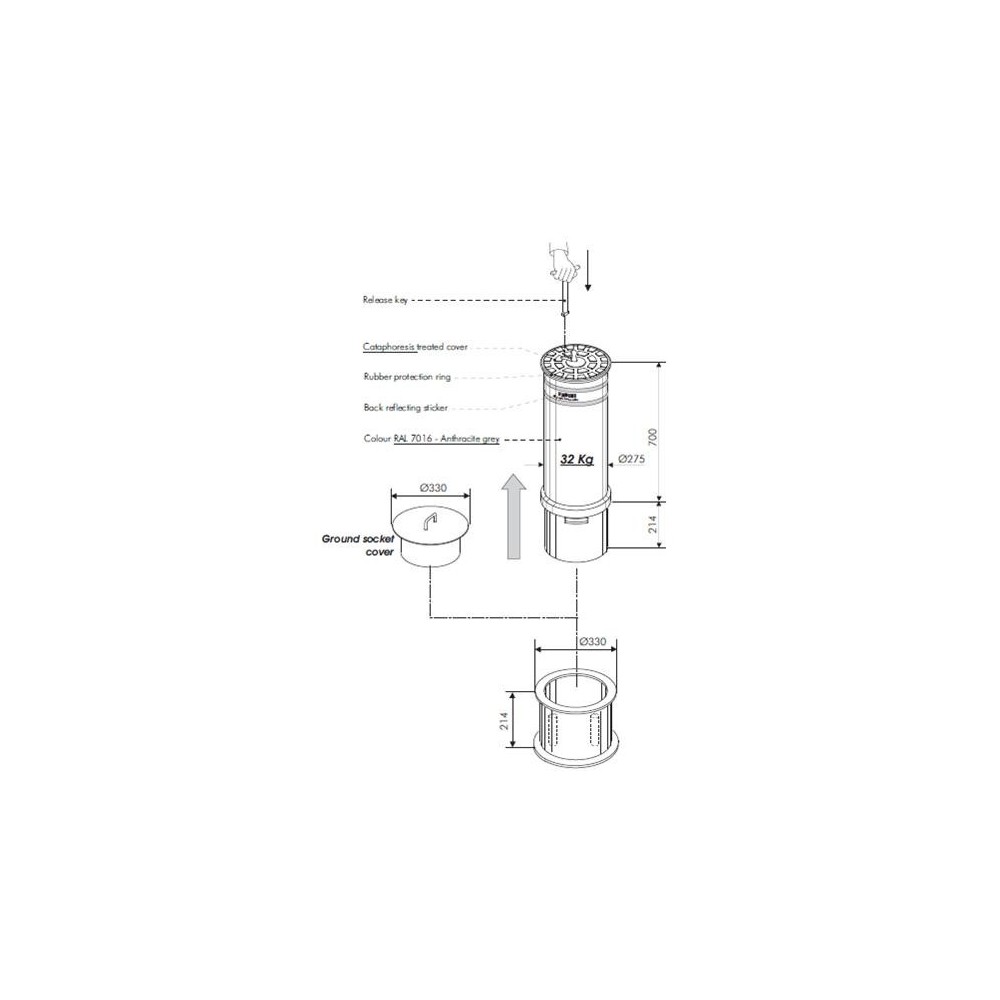 Borne Amovible Stramari 2320 H700Mm Amovible FADINI 2320L Borne Amovible Stramari 2320 H700Mm Amovible FADINI 2320L